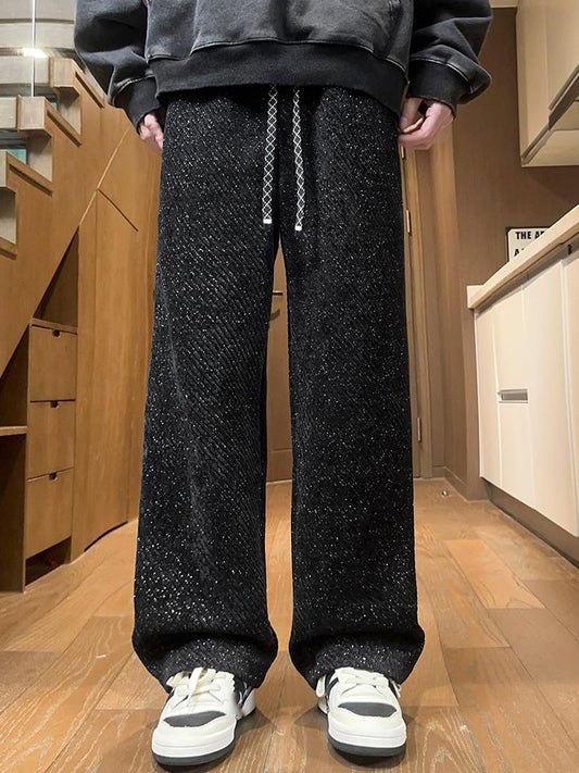 Men's Winter Fleece-lined Thickened Casual Knitted Trousers