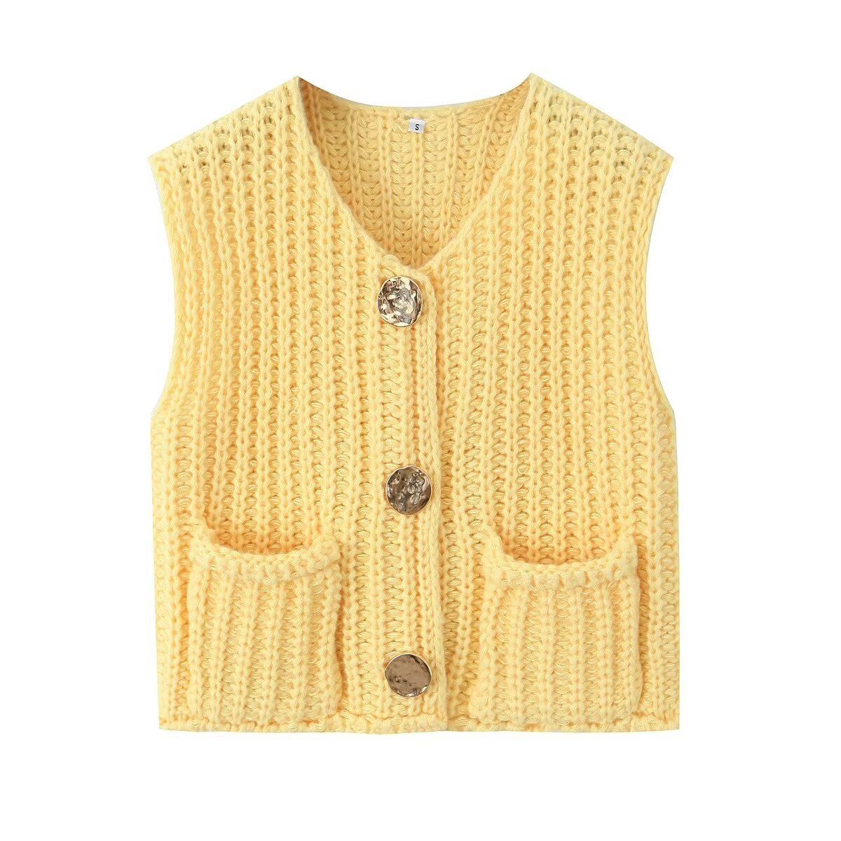 New sleeveless short knitted vest