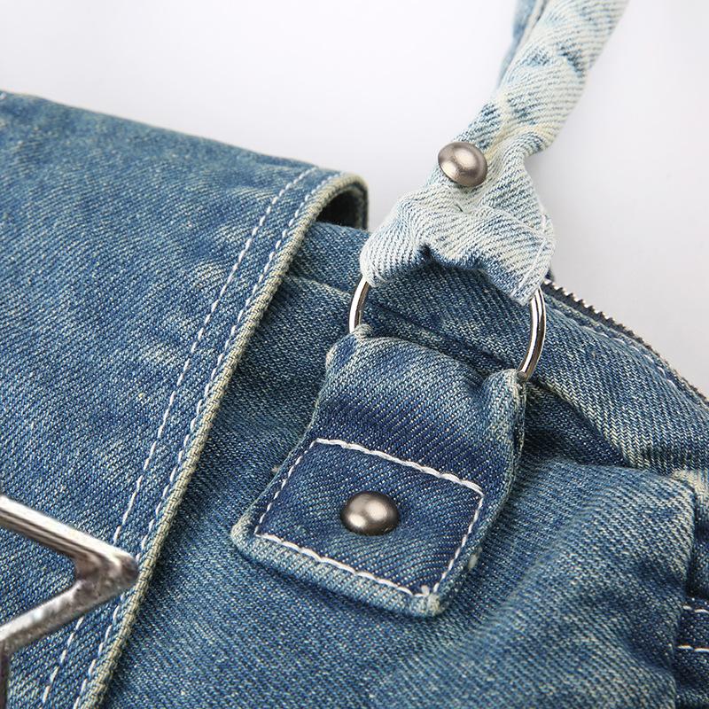 Vintage Denim Boston Underarm Bag