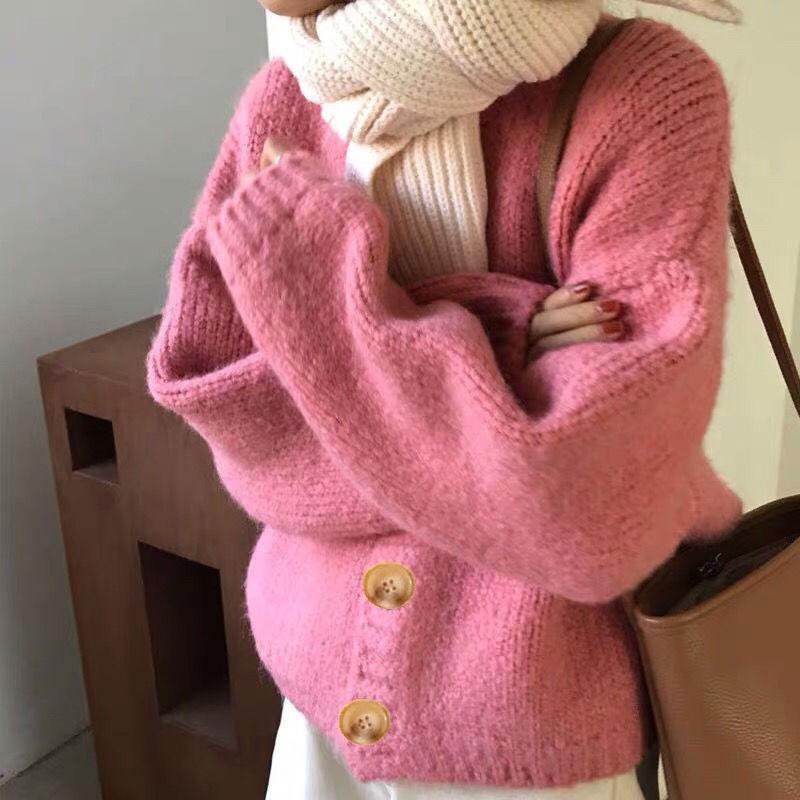 Candy-colored new knitted cardigan jacket