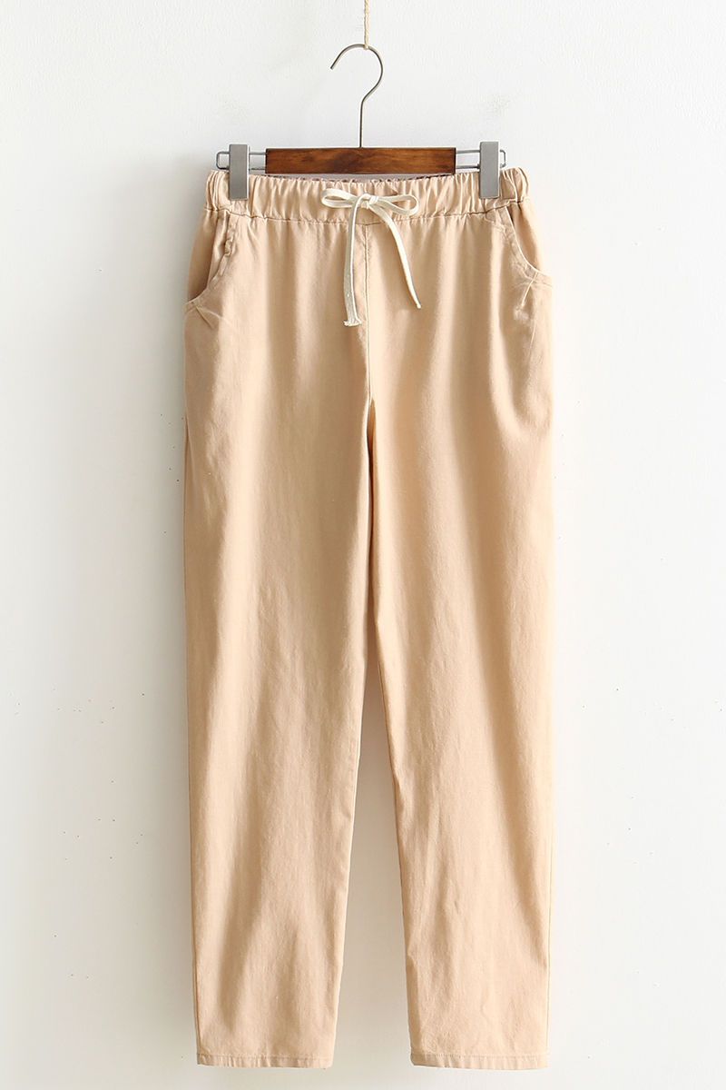 Cotton and linen casual pants