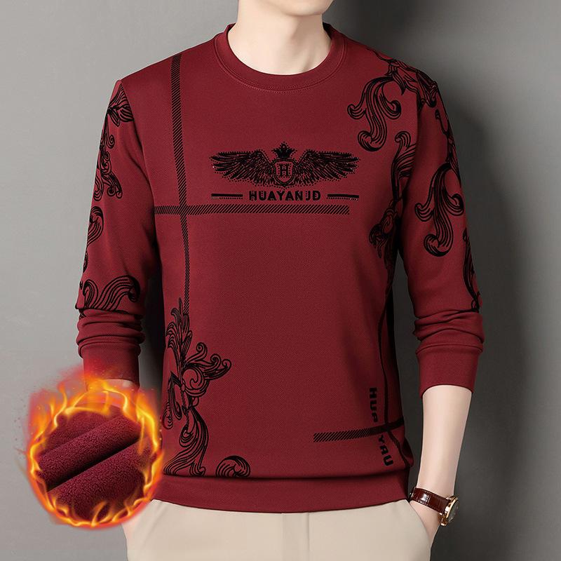 Autumn and winter thickened flocking printed sweatshirt