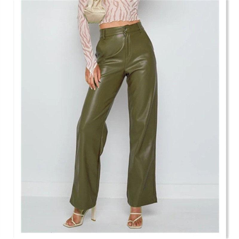 Women's high elastic PU leather pants