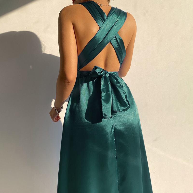 V-neck sexy backless evening dress dress