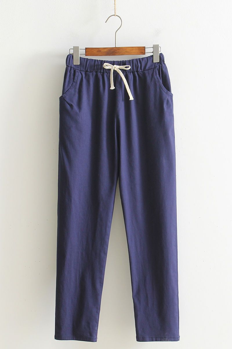 Cotton and linen casual pants