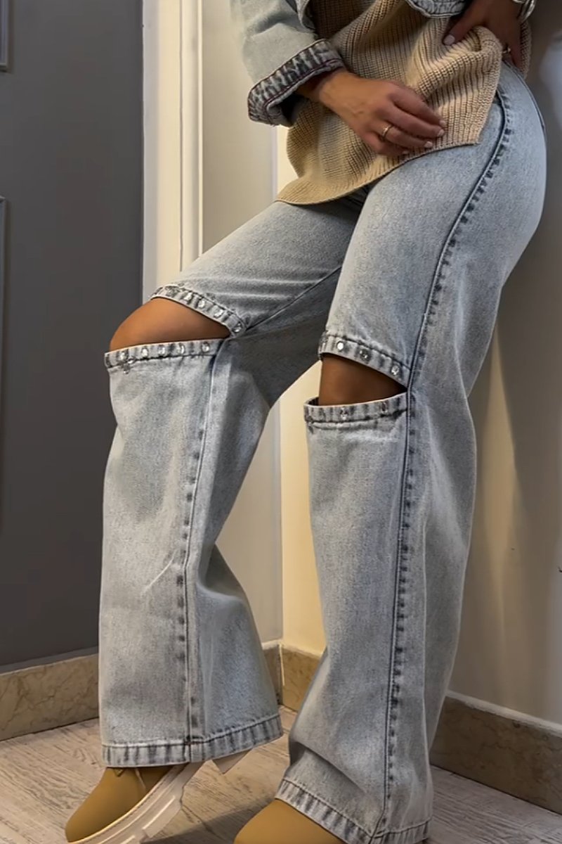 New style ripped straight jeans