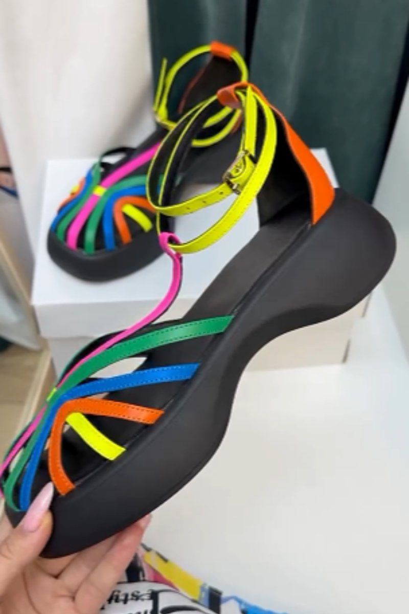 Rainbow striped sandals