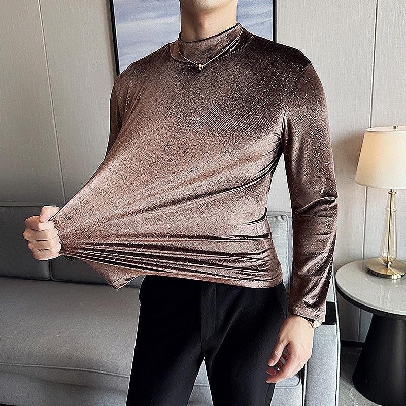 New casual fashion half turtleneck stretch bottoming shirt