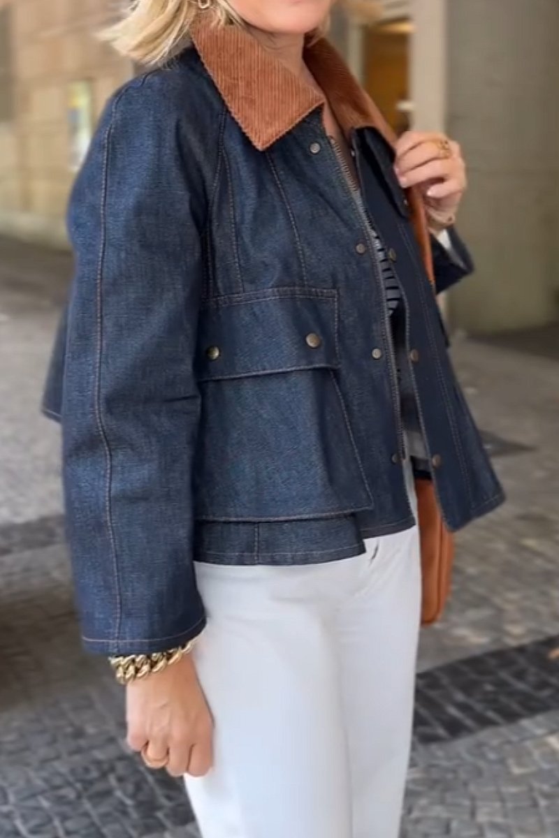 Fashionable casual patchwork denim jacket