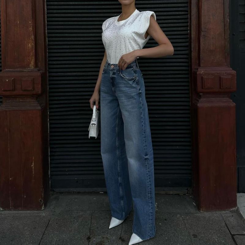 Casual sleeveless sequin T-shirt