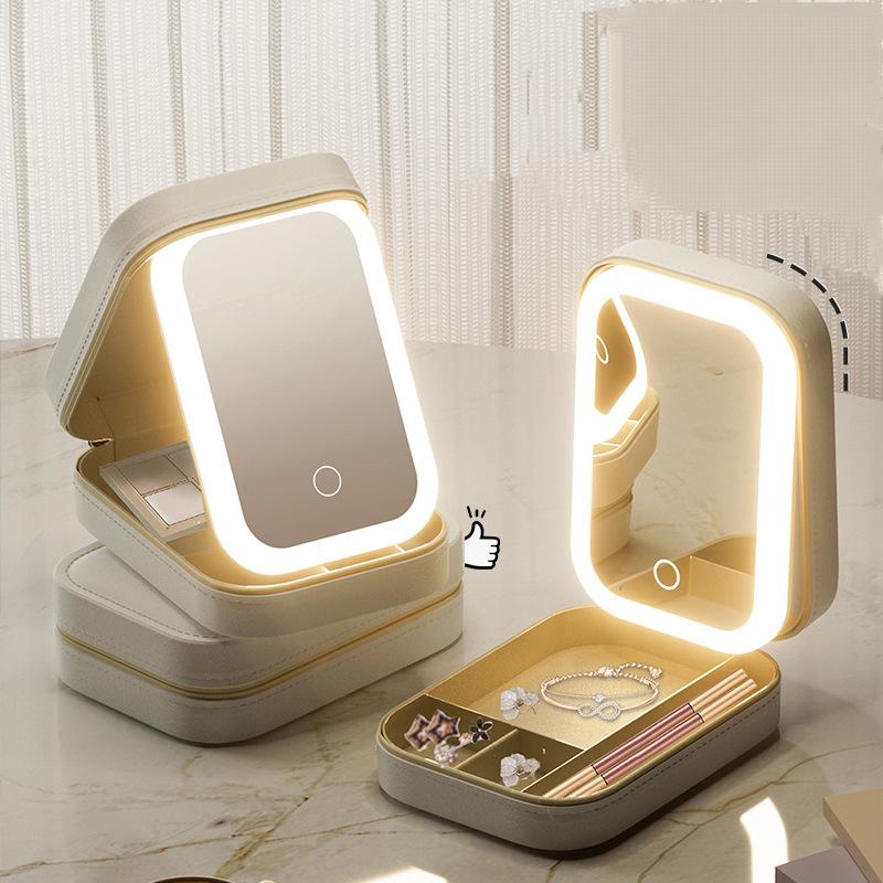 LED three-color lighted makeup mirror