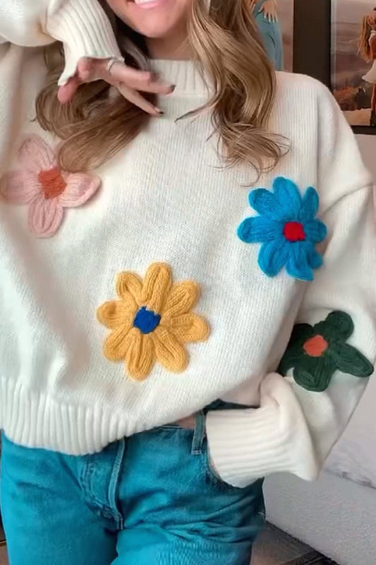 New colorful small flower sweater