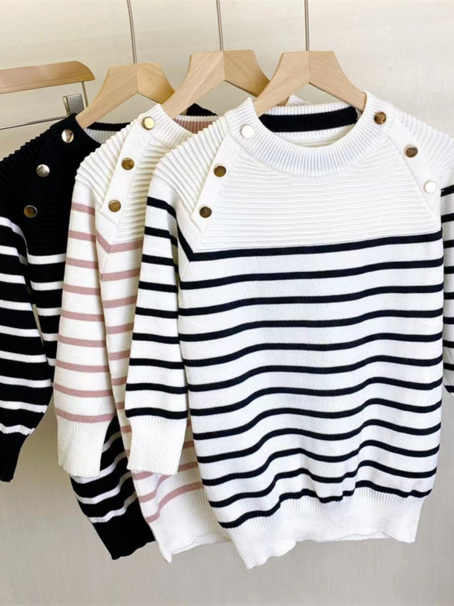 Early autumn knitted striped top