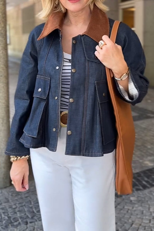 Fashionable casual patchwork denim jacket