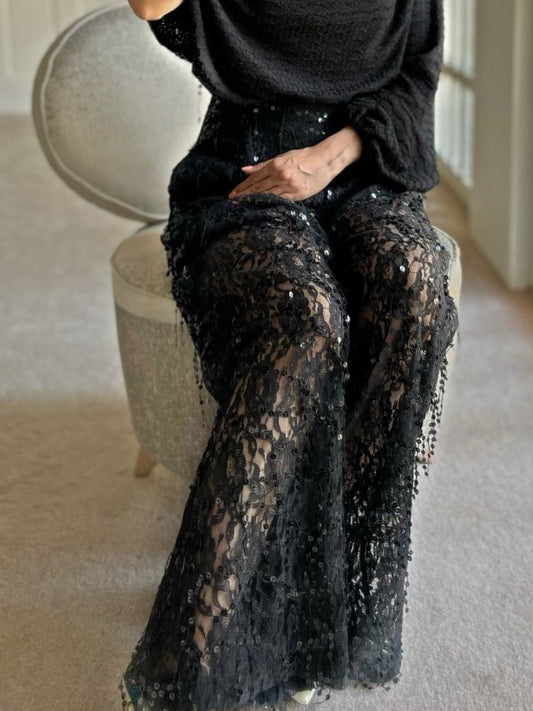 New style lace wide leg pants