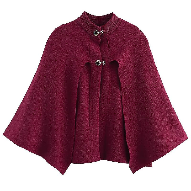 Fashionable and high-end knitted jacket with round neck cape design