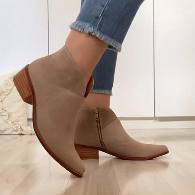 Side zip suede ankle boots