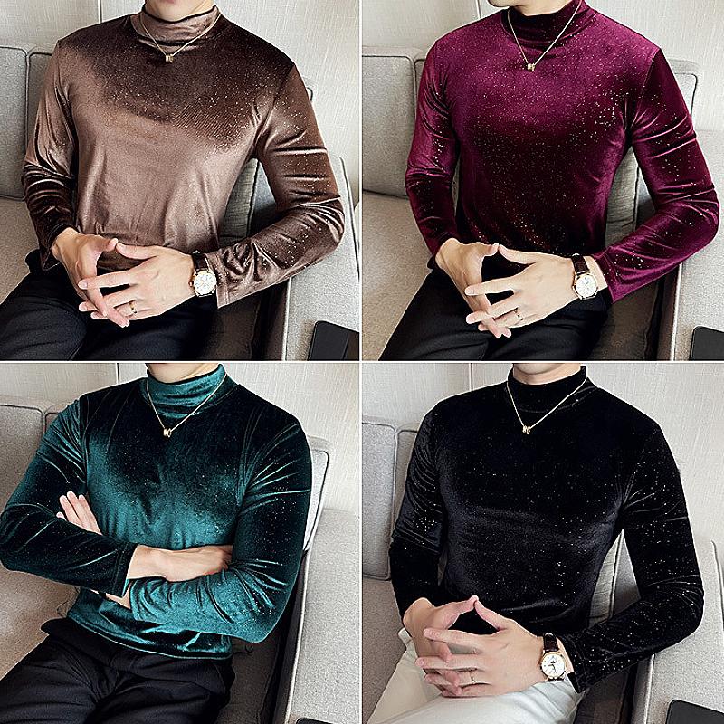 New casual fashion half turtleneck stretch bottoming shirt