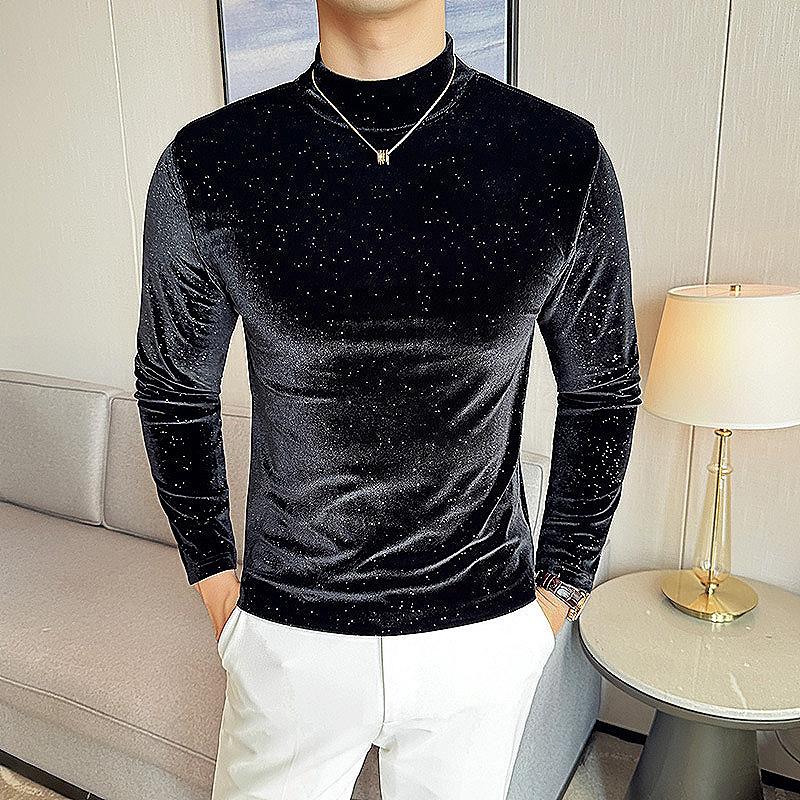 New casual fashion half turtleneck stretch bottoming shirt