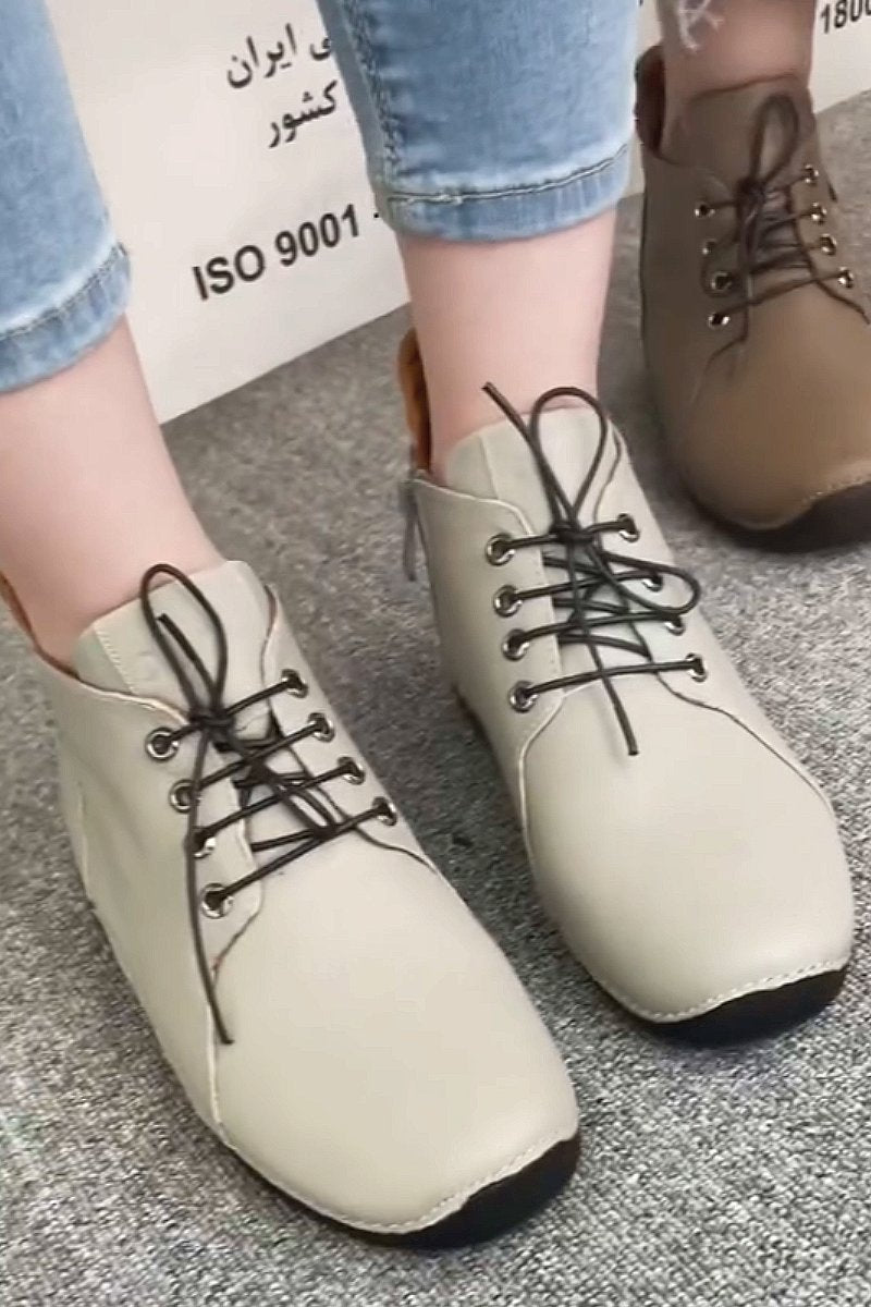 New retro handmade PU leather fashionable flat short boots