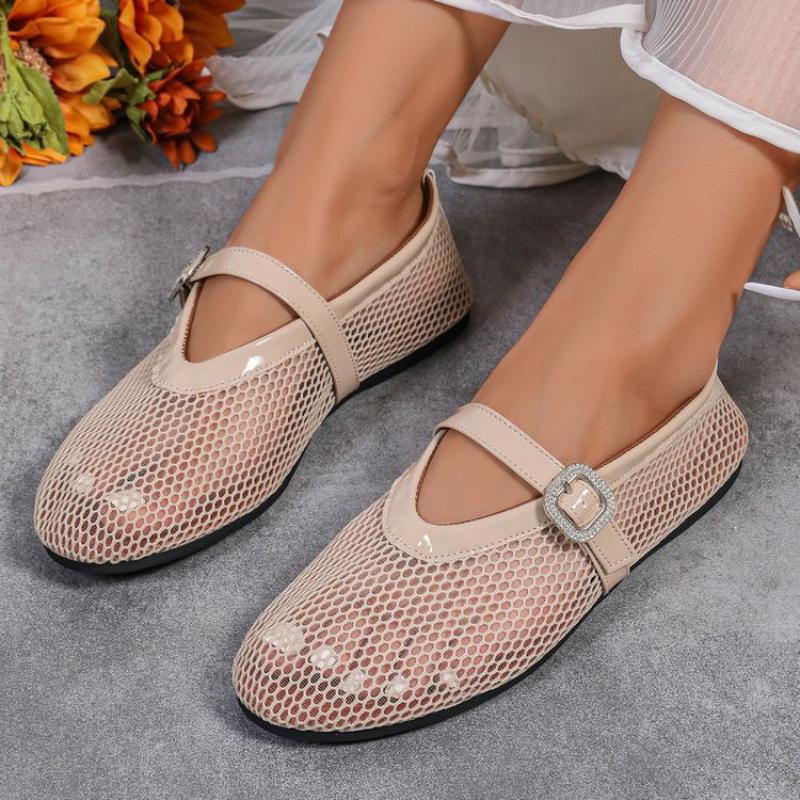 Mesh one-piece buckle flats