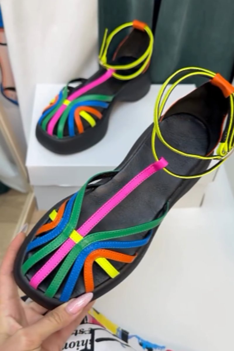 Rainbow striped sandals