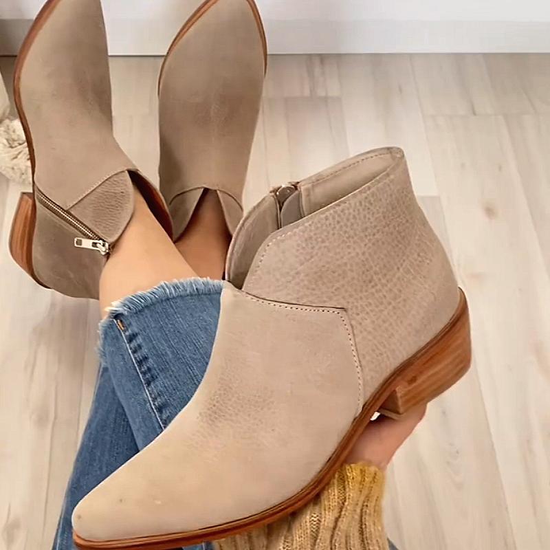 Side zip suede ankle boots