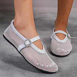 Mesh one-piece buckle flats