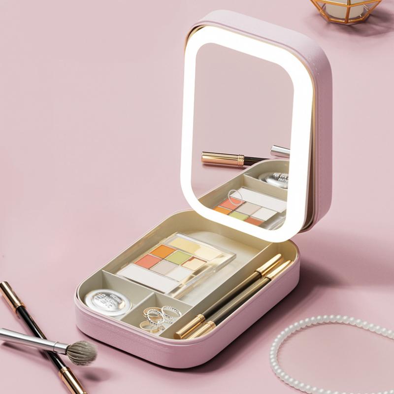 LED three-color lighted makeup mirror