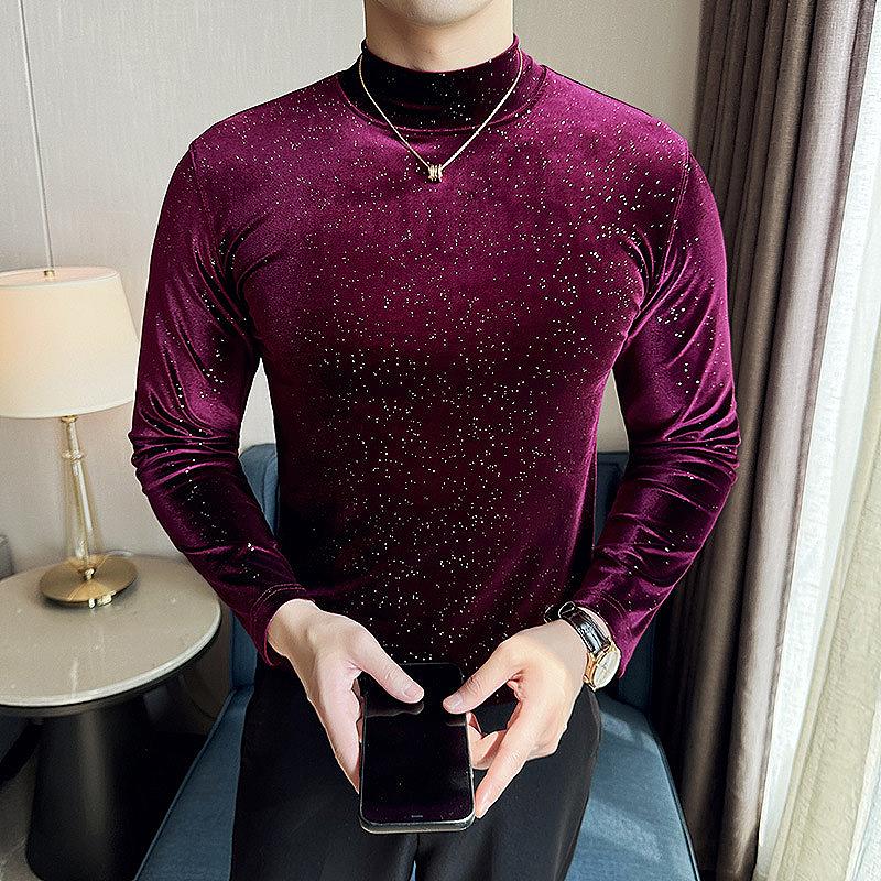 New casual fashion half turtleneck stretch bottoming shirt