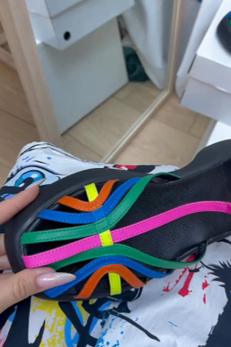 Rainbow striped sandals