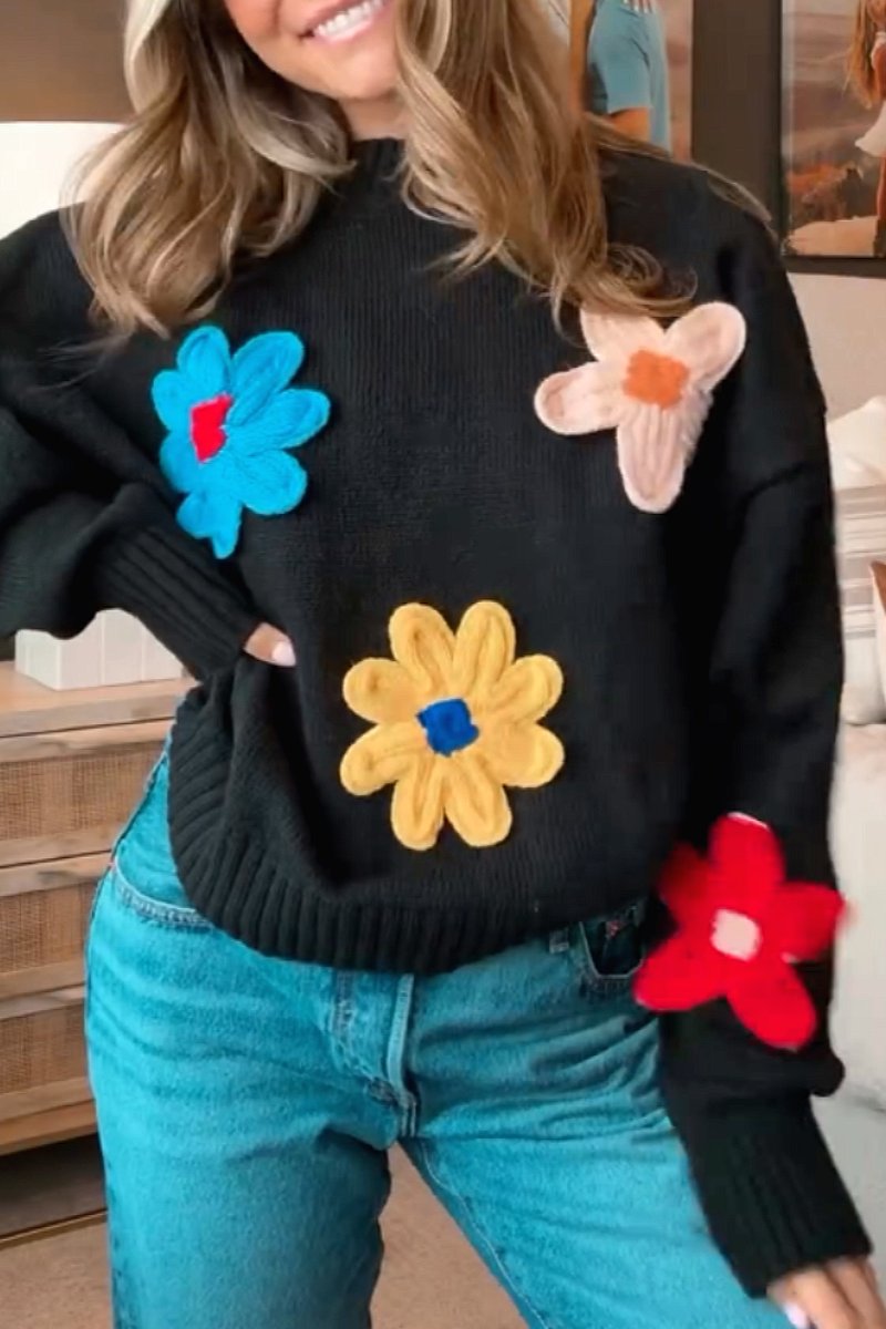 New colorful small flower sweater