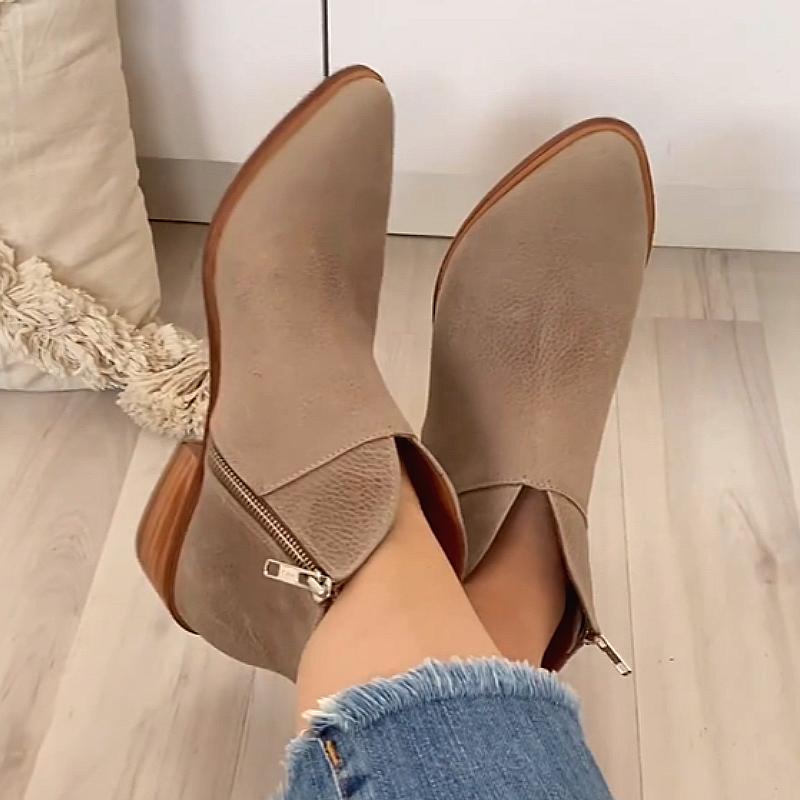 Side zip suede ankle boots