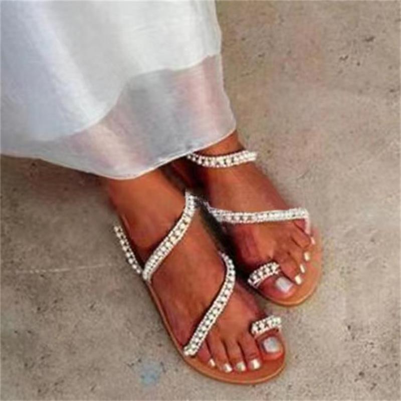 Toe Ring Beaded Flat Sandals