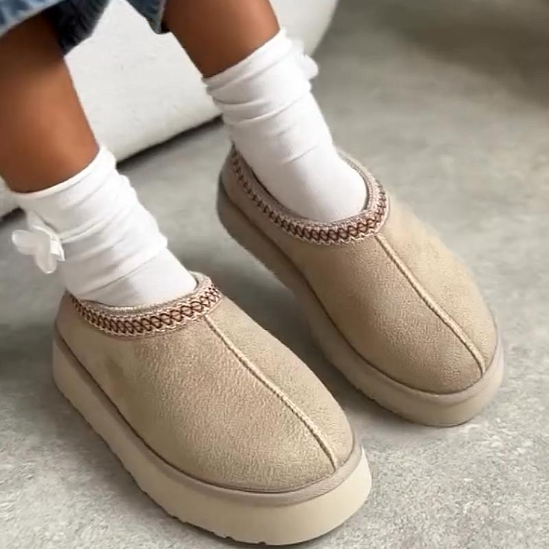 Women's heightening and plush fur slip-on shoes