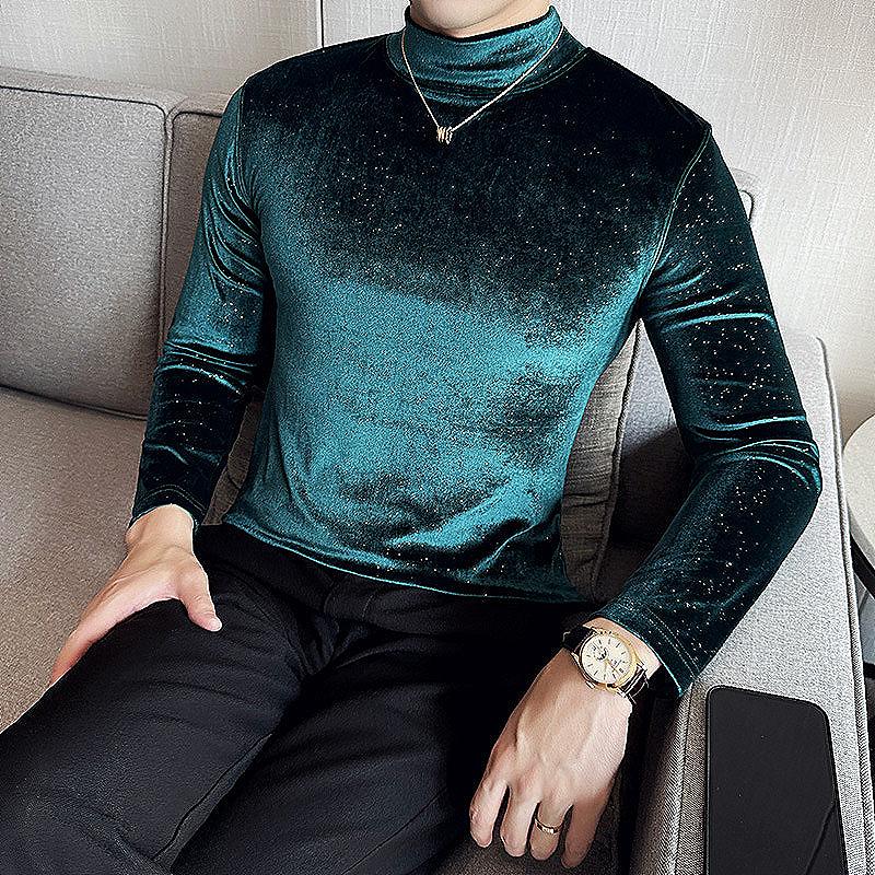 New casual fashion half turtleneck stretch bottoming shirt