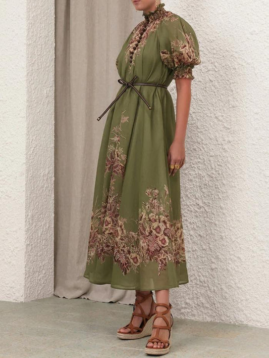 The Olive Printed Maxi Dress