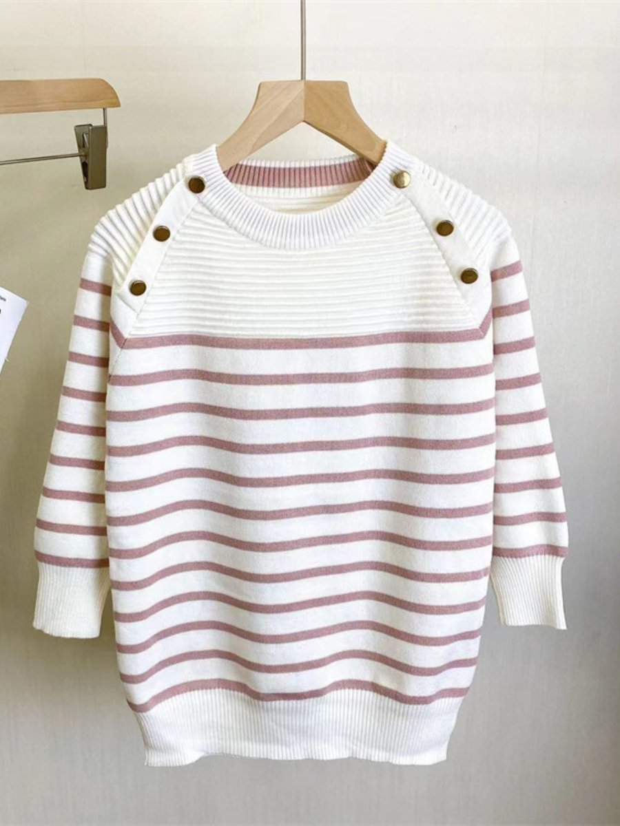 Early autumn knitted striped top