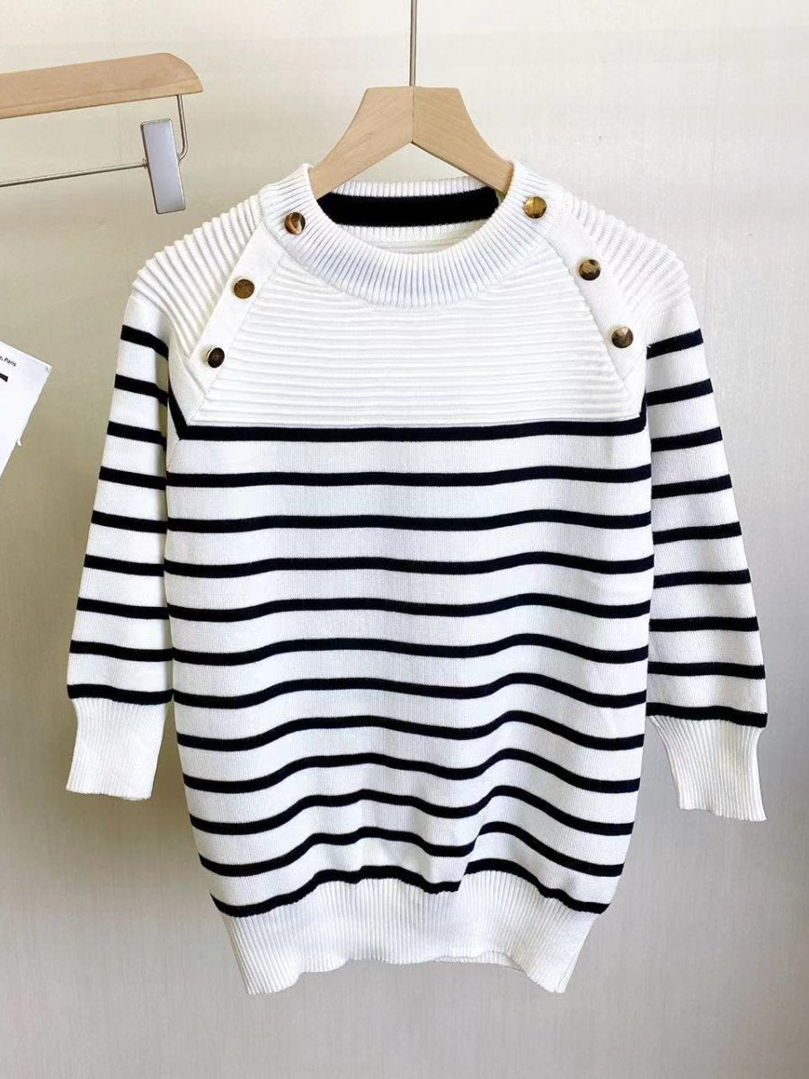 Early autumn knitted striped top