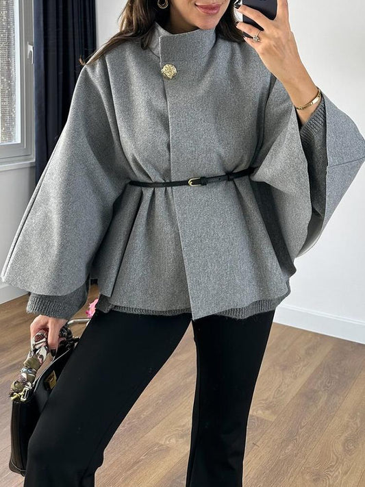 New fashionable waisted woolen cape jacket