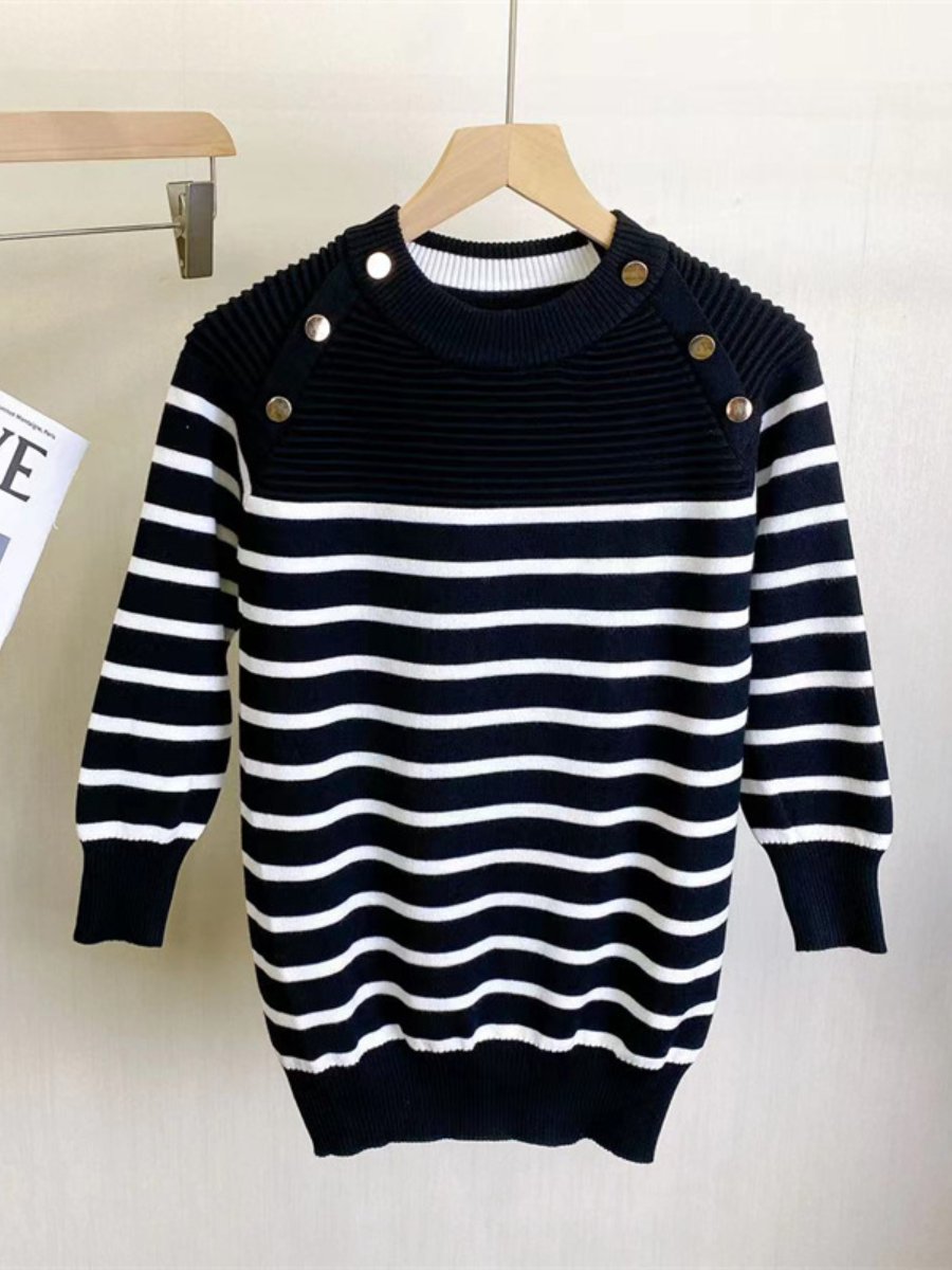 Early autumn knitted striped top