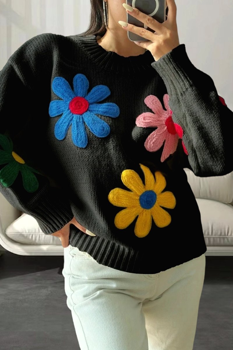 New colorful small flower sweater