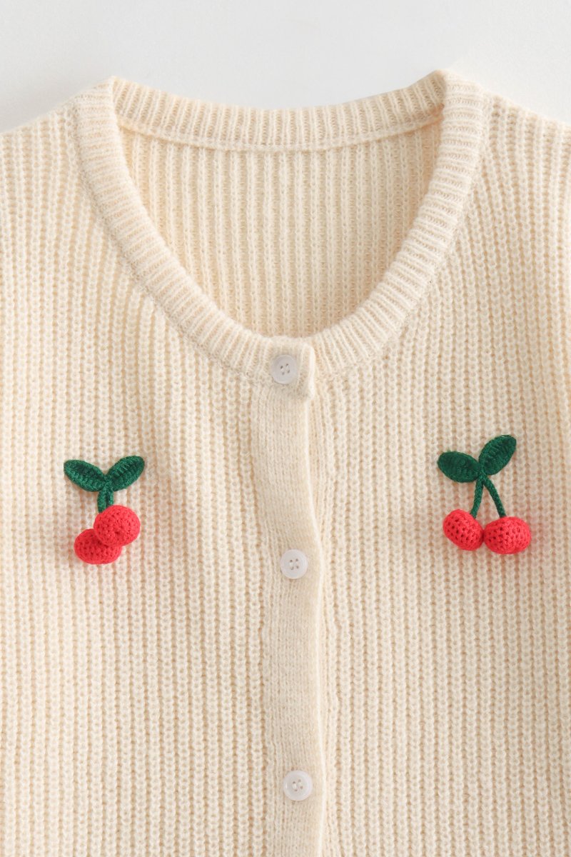 Cherry embellished knitted cardigan