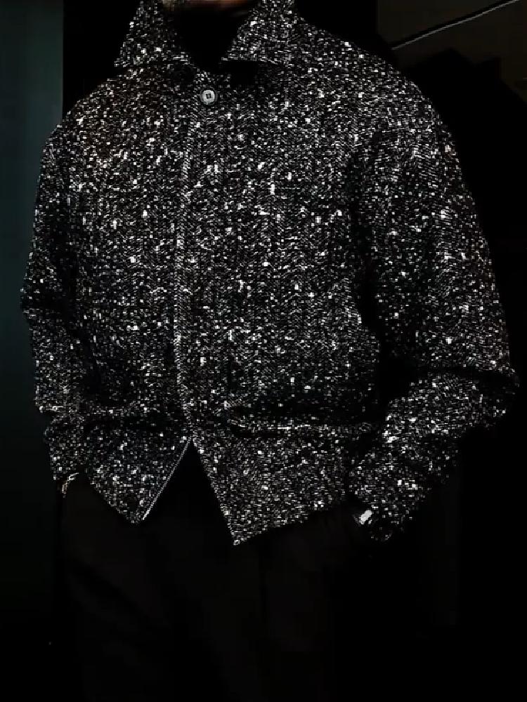 Trendy high-end sequined stand-up collar jacket