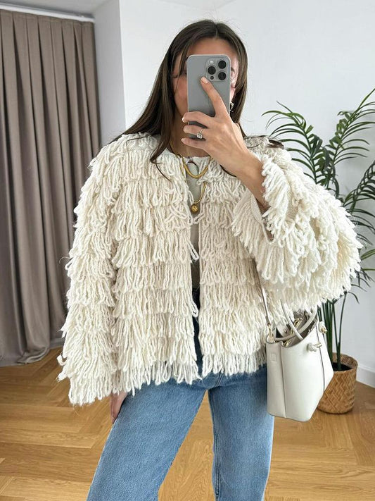 New solid color tassel jacket