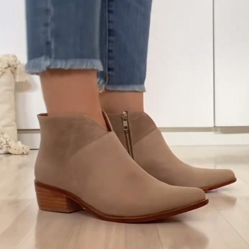 Side zip suede ankle boots