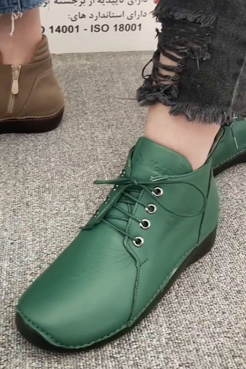 New retro handmade PU leather fashionable flat short boots