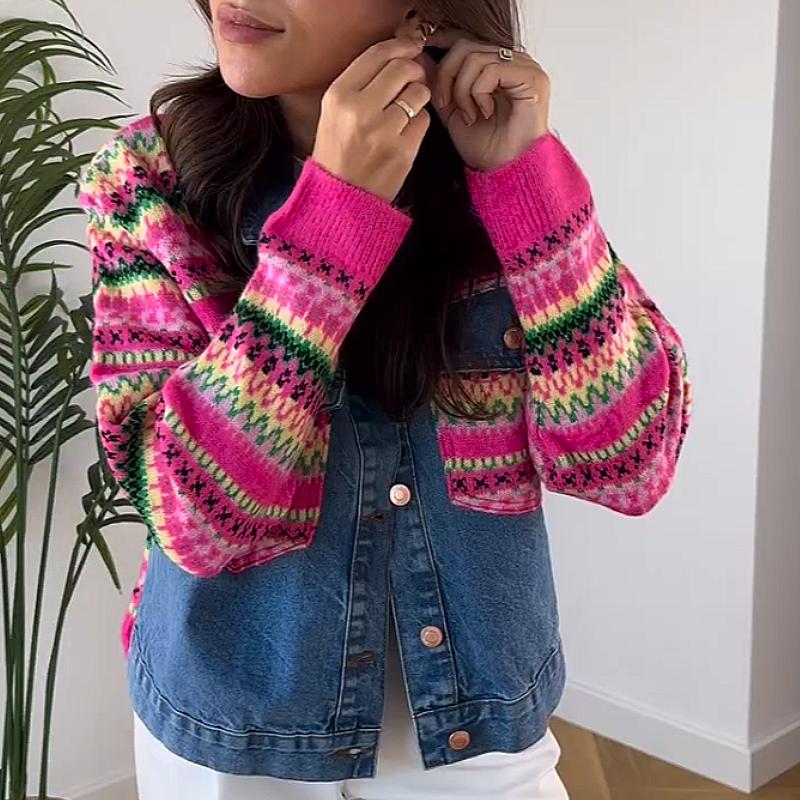 New knitted patchwork denim jacket