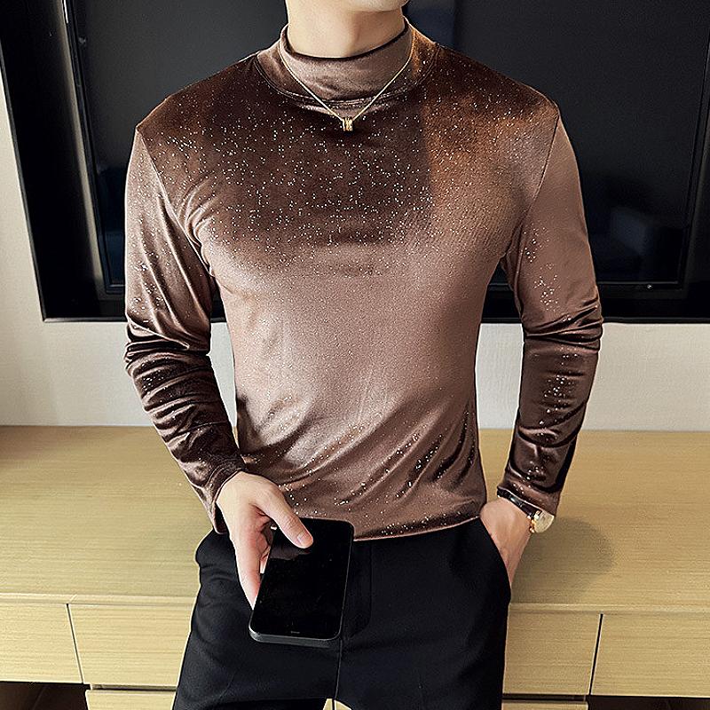 New casual fashion half turtleneck stretch bottoming shirt