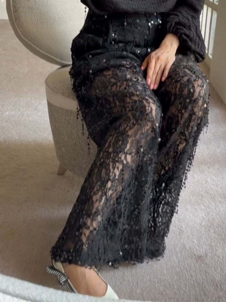 New style lace wide leg pants